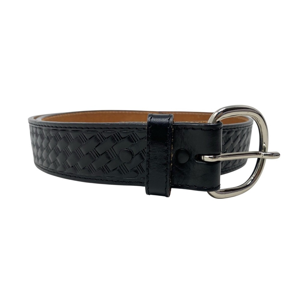 Genuine Handtooled Leather Black Belt 3-D DDD  Made In USA Sz 32 Weaved Look